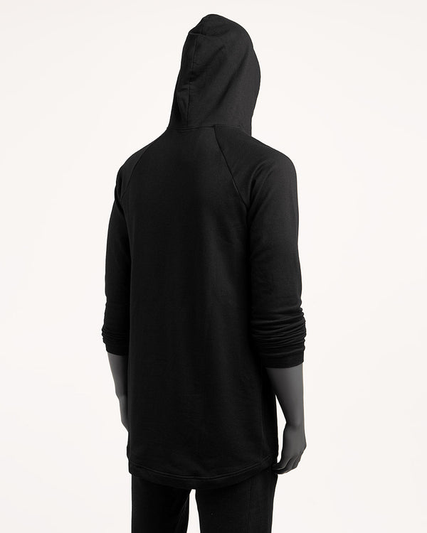 Hooded Long Black Sweatshirt II - Atelier Odenoir  - Geschlechtsneutrale Kleidung Handmade in Berlin - Gender Neutral Clothing Handmade in Berlin