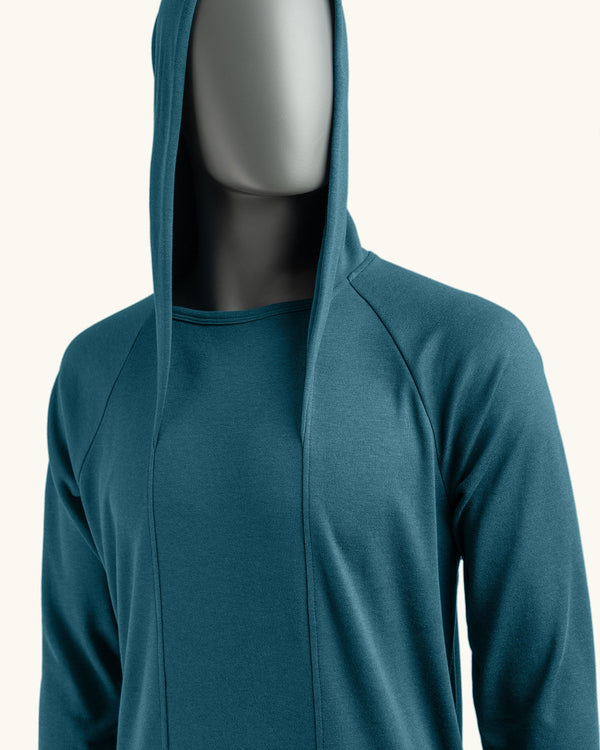 Hooded Long Blue Sweatshirt II - Atelier Odenoir  - Geschlechtsneutrale Kleidung Handmade in Berlin - Gender Neutral Clothing Handmade in Berlin