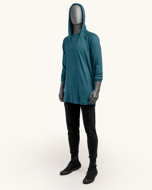 Hooded Long Blue Sweatshirt II - Atelier Odenoir  - Geschlechtsneutrale Kleidung Handmade in Berlin - Gender Neutral Clothing Handmade in Berlin