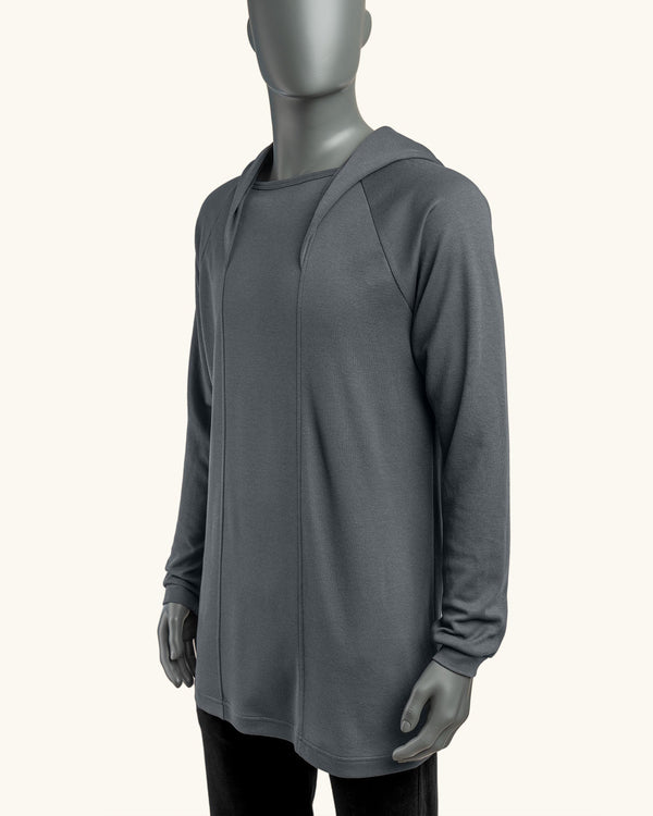 Hooded Long Grey Sweatshirt II - Atelier Odenoir  - Geschlechtsneutrale Kleidung Handmade in Berlin - Gender Neutral Clothing Handmade in Berlin