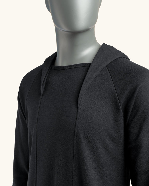 Hooded Long Black Sweatshirt II - Atelier Odenoir  - Geschlechtsneutrale Kleidung Handmade in Berlin - Gender Neutral Clothing Handmade in Berlin