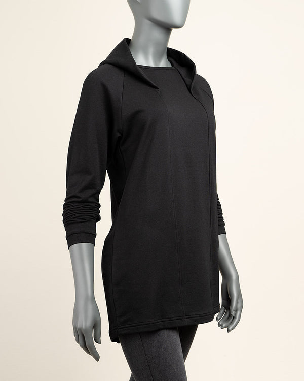 Hooded Long Black Sweatshirt II - Atelier Odenoir  - Geschlechtsneutrale Kleidung Handmade in Berlin - Gender Neutral Clothing Handmade in Berlin