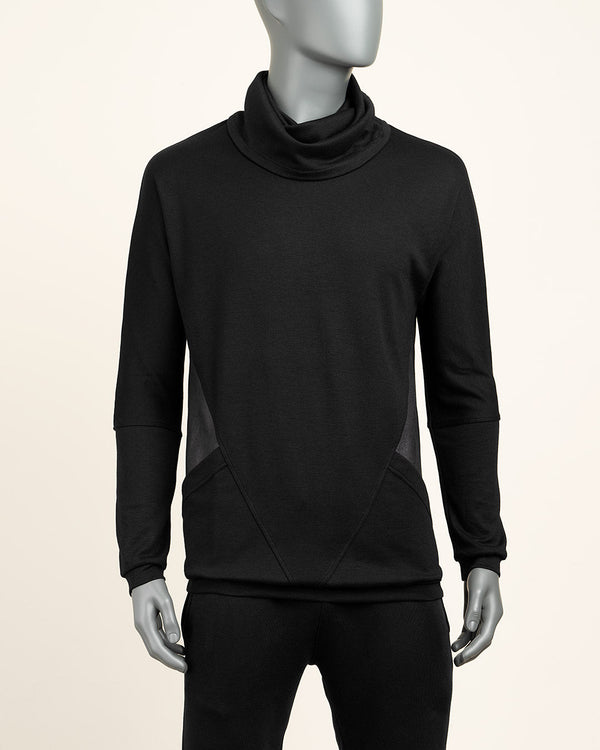 Sweatshirt Cowl Black Pockets - Atelier Odenoir  - Geschlechtsneutrale Kleidung Handmade in Berlin - Gender Neutral Clothing Handmade in Berlin