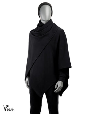 Unisex Black Soft Cape - Atelier Odenoir  - Geschlechtsneutrale Kleidung Handmade in Berlin - Gender Neutral Clothing Handmade in Berlin