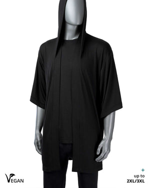 Gender Neutral Black Kimono ST with Hood - Atelier Odenoir  - Geschlechtsneutrale Kleidung Handmade in Berlin - Gender Neutral Clothing Handmade in Berlin