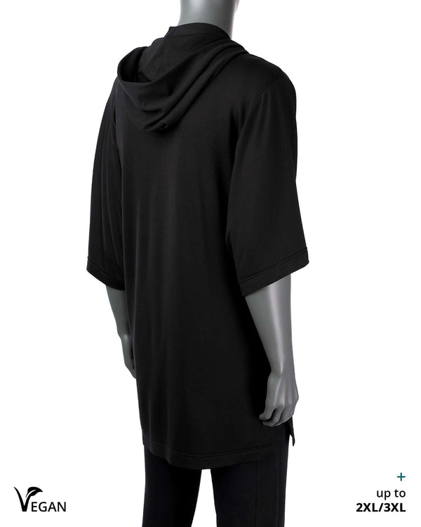 Gender Neutral Black Kimono ST with Hood - Atelier Odenoir  - Geschlechtsneutrale Kleidung Handmade in Berlin - Gender Neutral Clothing Handmade in Berlin