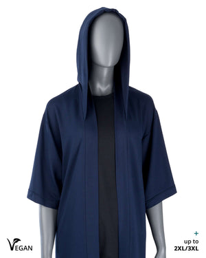 Gender Neutral Night Blue Kimono ST with Hood I - Atelier Odenoir  - Geschlechtsneutrale Kleidung Handmade in Berlin - Gender Neutral Clothing Handmade in Berlin