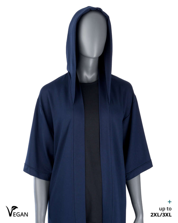 Gender Neutral Night Blue Kimono ST with Hood I - Atelier Odenoir  - Geschlechtsneutrale Kleidung Handmade in Berlin - Gender Neutral Clothing Handmade in Berlin