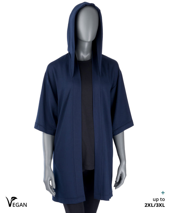 Gender Neutral Night Blue Kimono ST with Hood I - Atelier Odenoir  - Geschlechtsneutrale Kleidung Handmade in Berlin - Gender Neutral Clothing Handmade in Berlin