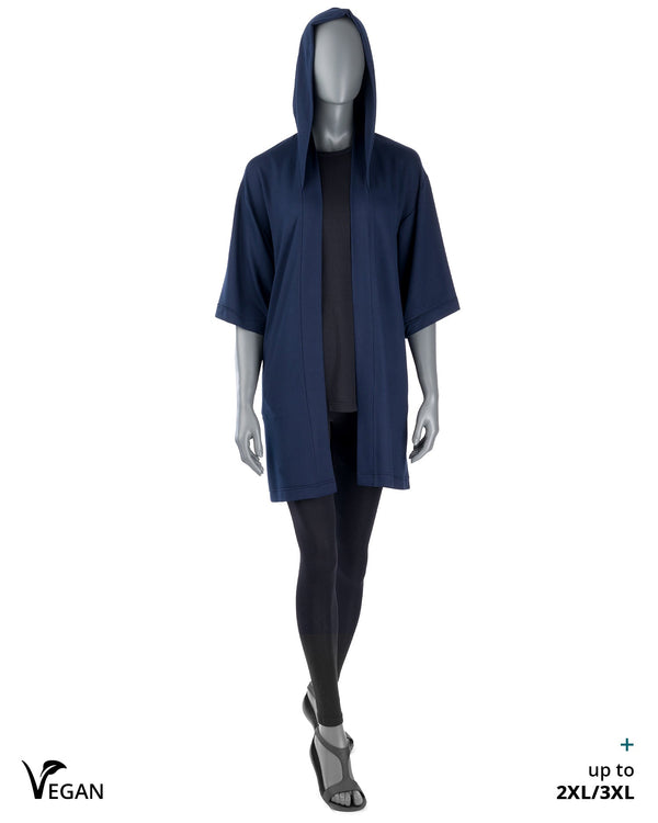 Gender Neutral Night Blue Kimono ST with Hood I - Atelier Odenoir  - Geschlechtsneutrale Kleidung Handmade in Berlin - Gender Neutral Clothing Handmade in Berlin