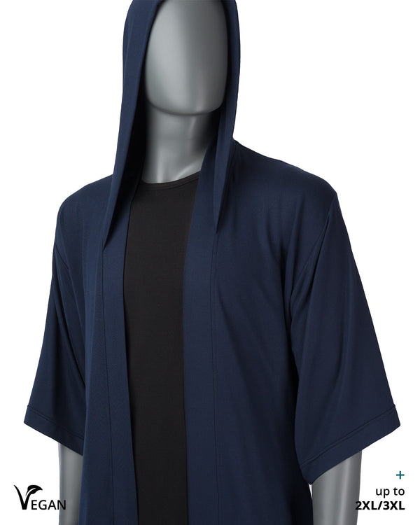 Gender Neutral Night Blue Kimono ST with Hood I - Atelier Odenoir  - Geschlechtsneutrale Kleidung Handmade in Berlin - Gender Neutral Clothing Handmade in Berlin