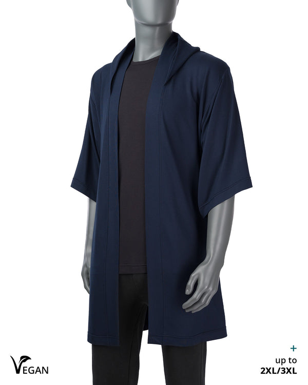 Gender Neutral Night Blue Kimono ST with Hood I - Atelier Odenoir  - Geschlechtsneutrale Kleidung Handmade in Berlin - Gender Neutral Clothing Handmade in Berlin