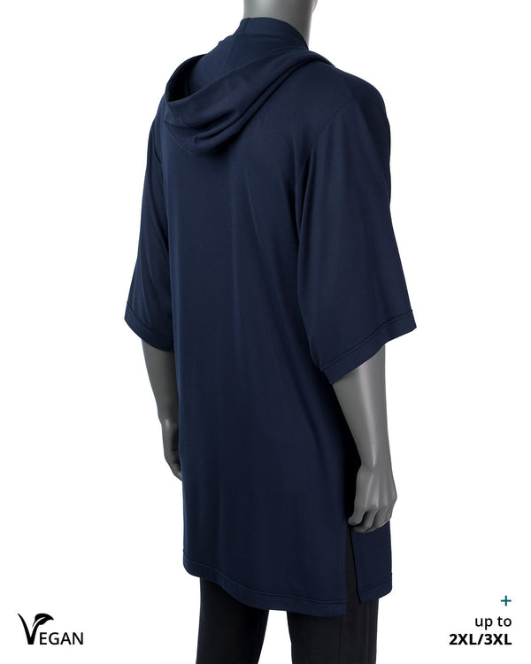 Gender Neutral Night Blue Kimono ST with Hood I - Atelier Odenoir  - Geschlechtsneutrale Kleidung Handmade in Berlin - Gender Neutral Clothing Handmade in Berlin