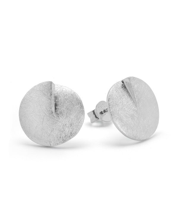 Sterling Silver 925 Cut Disc Stud Earrings - Atelier Odenoir  - Geschlechtsneutrale Kleidung Handmade in Berlin - Gender Neutral Clothing Handmade in Berlin