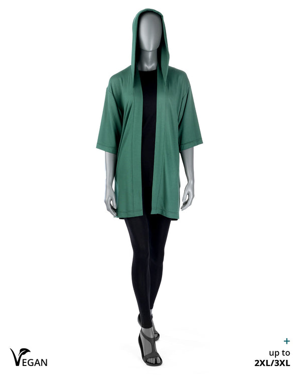 Gender Neutral Green Kimono ST with Hood I - Atelier Odenoir  - Geschlechtsneutrale Kleidung Handmade in Berlin - Gender Neutral Clothing Handmade in Berlin