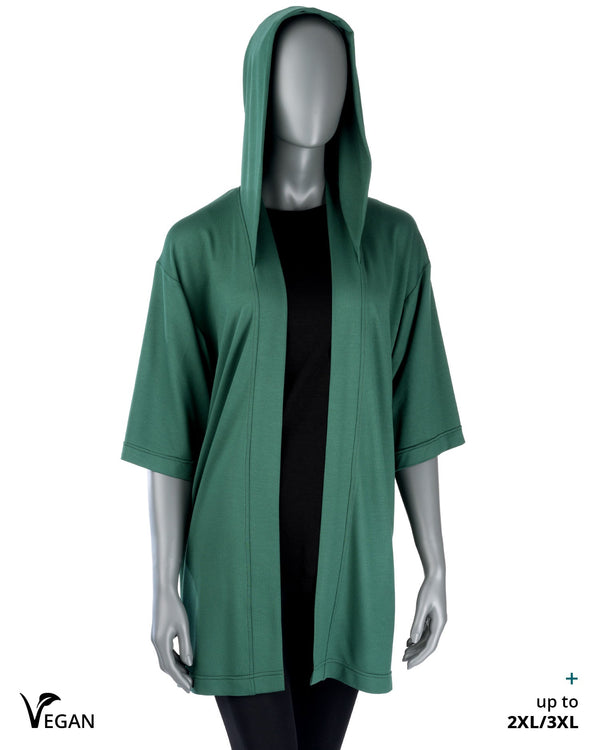 Gender Neutral Green Kimono ST with Hood I - Atelier Odenoir  - Geschlechtsneutrale Kleidung Handmade in Berlin - Gender Neutral Clothing Handmade in Berlin