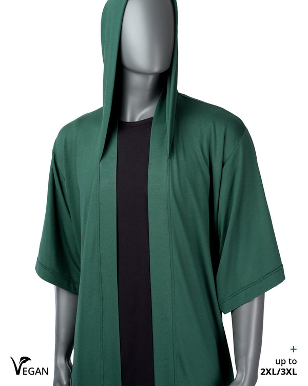 Gender Neutral Green Kimono ST with Hood I - Atelier Odenoir  - Geschlechtsneutrale Kleidung Handmade in Berlin - Gender Neutral Clothing Handmade in Berlin