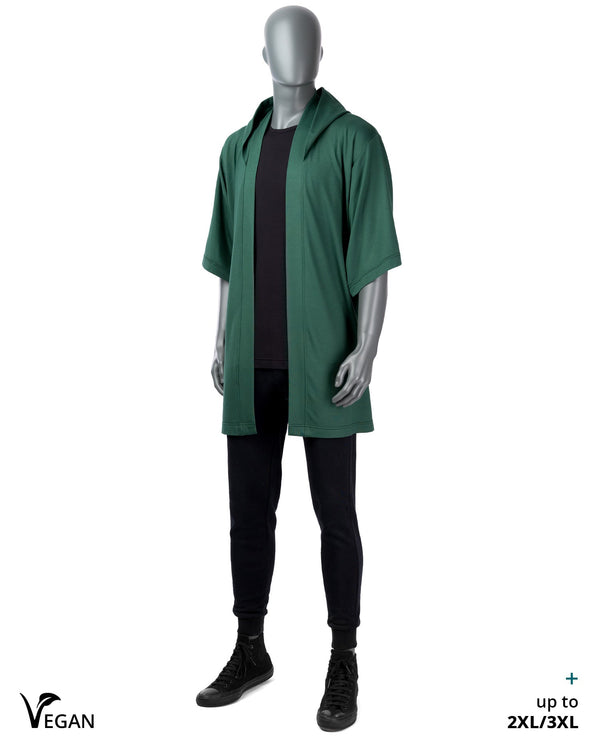 Gender Neutral Green Kimono ST with Hood I - Atelier Odenoir  - Geschlechtsneutrale Kleidung Handmade in Berlin - Gender Neutral Clothing Handmade in Berlin