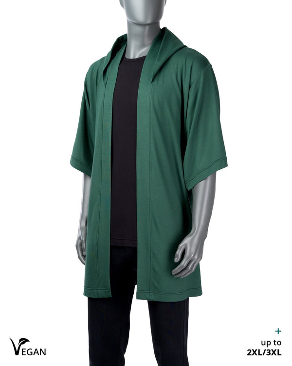 Gender Neutral Green Kimono ST with Hood I - Atelier Odenoir  - Geschlechtsneutrale Kleidung Handmade in Berlin - Gender Neutral Clothing Handmade in Berlin