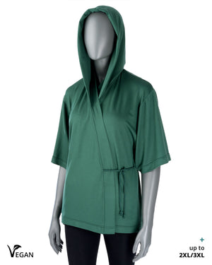 Gender Neutral Green Kimono CRZ with Hood II - Atelier Odenoir  - Geschlechtsneutrale Kleidung Handmade in Berlin - Gender Neutral Clothing Handmade in Berlin