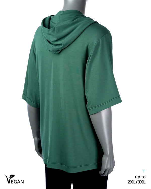 Gender Neutral Green Kimono CRZ with Hood II - Atelier Odenoir  - Geschlechtsneutrale Kleidung Handmade in Berlin - Gender Neutral Clothing Handmade in Berlin