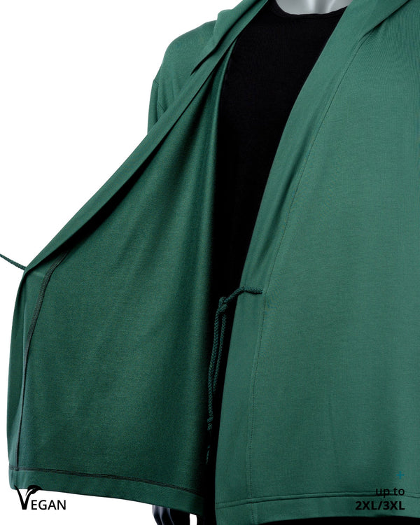 Gender Neutral Green Kimono CRZ with Hood II - Atelier Odenoir  - Geschlechtsneutrale Kleidung Handmade in Berlin - Gender Neutral Clothing Handmade in Berlin