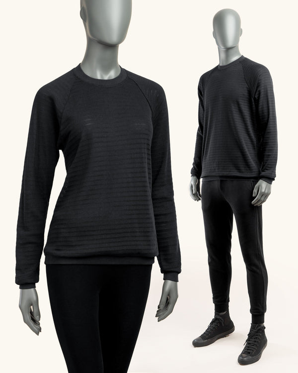 Unisex Black Mesh Sweatshirt - Atelier Odenoir  - Geschlechtsneutrale Kleidung Handmade in Berlin - Gender Neutral Clothing Handmade in Berlin