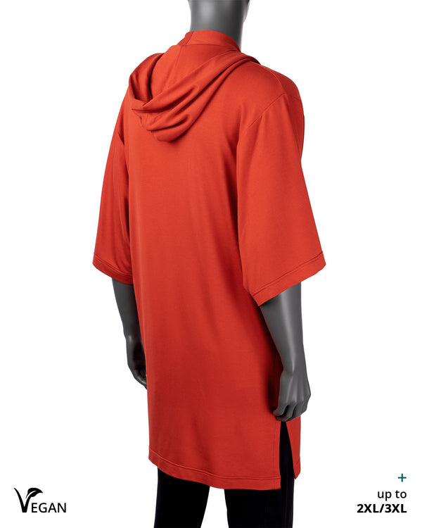 Gender Neutral Copper Red Kimono ST with Hood I - Atelier Odenoir  - Geschlechtsneutrale Kleidung Handmade in Berlin - Gender Neutral Clothing Handmade in Berlin