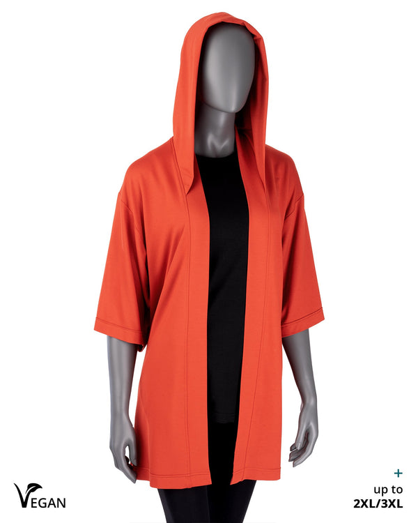 Gender Neutral Copper Red Kimono ST with Hood I - Atelier Odenoir  - Geschlechtsneutrale Kleidung Handmade in Berlin - Gender Neutral Clothing Handmade in Berlin