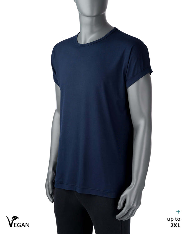 Gender Neutral Night Blue Roll Up Sleeve T-Shirt - Atelier Odenoir  - Geschlechtsneutrale Kleidung Handmade in Berlin - Gender Neutral Clothing Handmade in Berlin