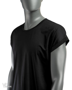 Gender Neutral Roll Up Sleeve Black T-Shirt - Atelier Odenoir  - Geschlechtsneutrale Kleidung Handmade in Berlin - Gender Neutral Clothing Handmade in Berlin